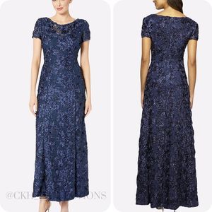 Alex Evenings A-Line Rosette Dress Navy 12